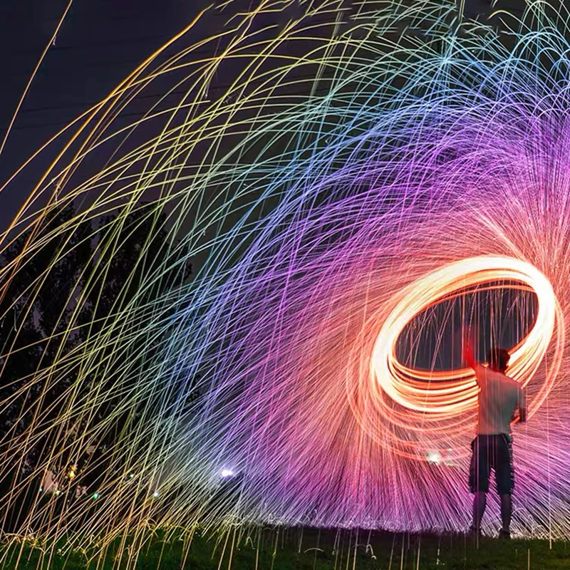 Juguete pirotécnico portátil de lana de acero para niños y adultos, juguete infantil para fiesta, llama, palo de fuego