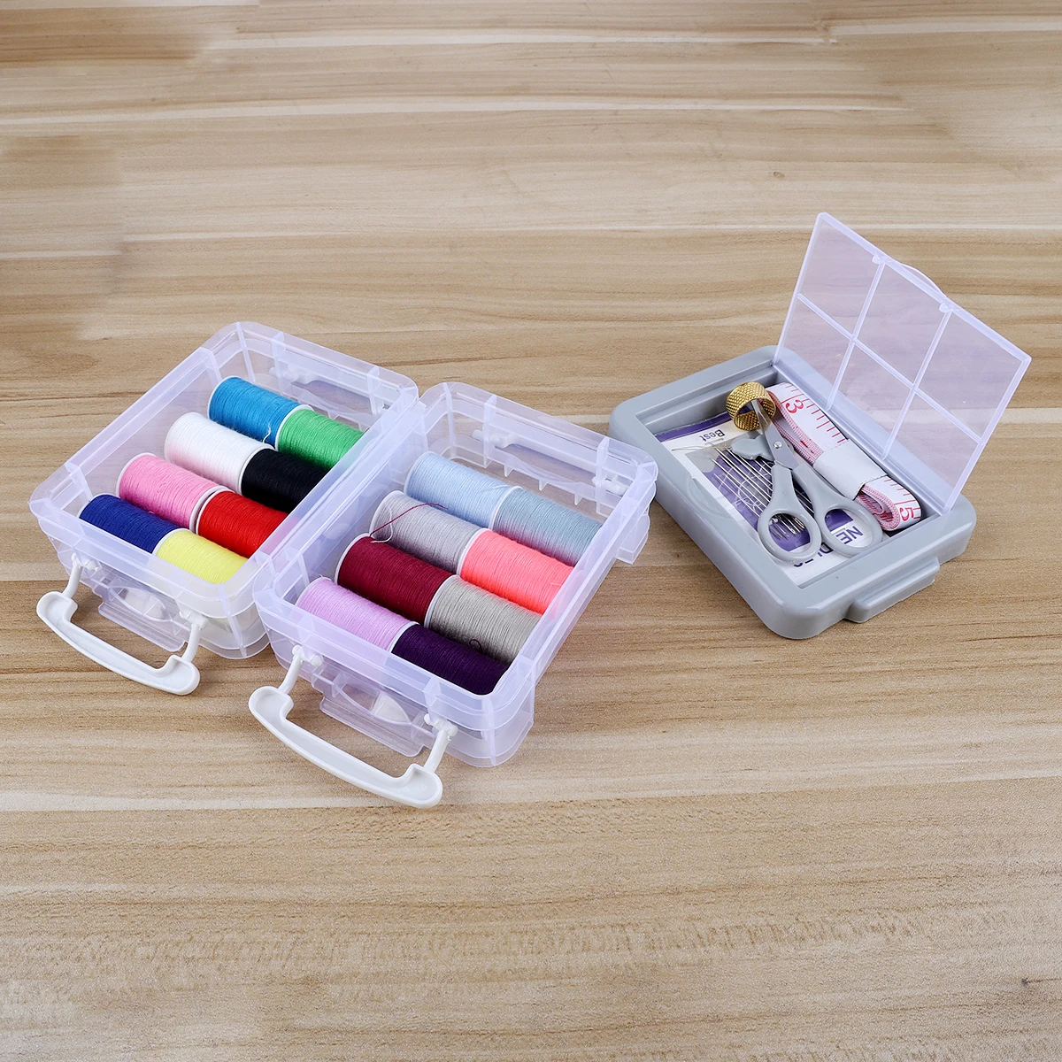 Sewing Box For Home Tools Cord Scissors Pins &Amp; Needles Double Layer Storage Sewing Box