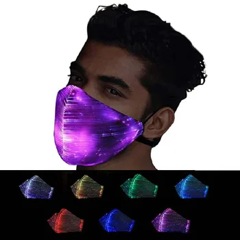 

7 Colors Led Flashing Light Protective Mask For Party Halloween Disco Dancing Supplies USB Charging Breathable Fabric Face Masks