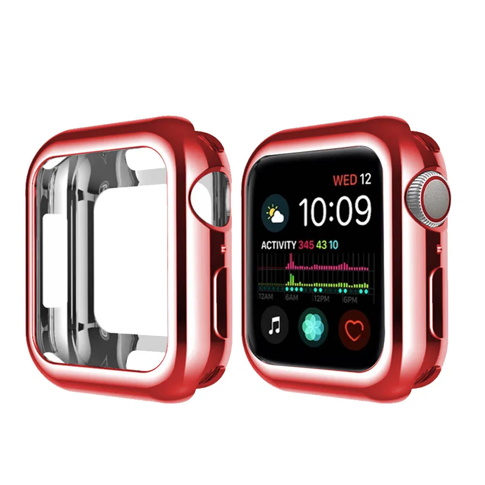 Тонкий мягкий чехол из ТПУ для Apple Watch Series 1 2 3 38 мм 42 мм защитный чехол с покрытием для iwatch Series 4 5 40 мм 44 мм - Цвет: Red