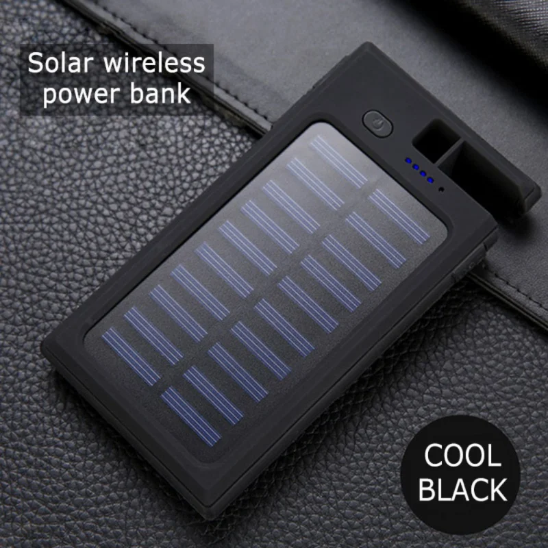 

20000mAh Wireless Solar Power Bank 2 USB LED Portable Waterp Memory card
