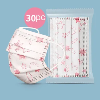 

30 Pcs Disposable Face Mask Kids Non-Woven 3 Layer Breathable Mascarillas Fashion Masks For Face Germ Protection Flag Bandana