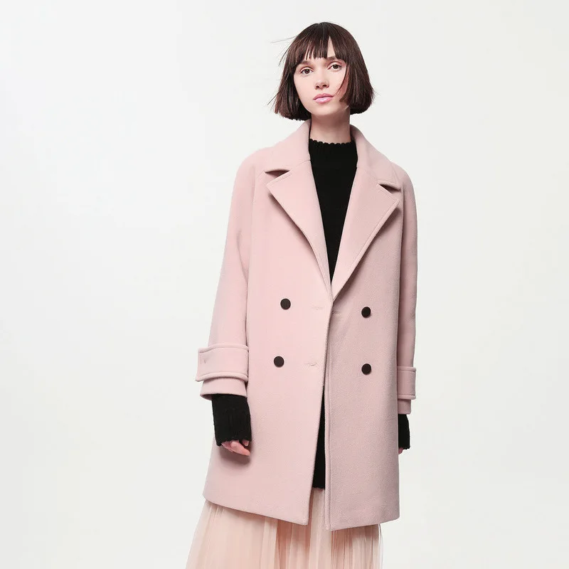 Winter 2020 New Pink Versatile Wool Coat Medium