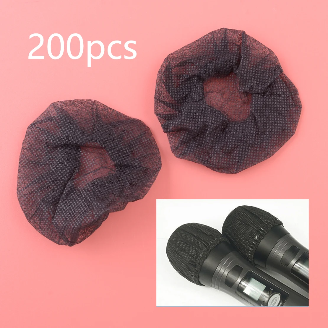 Independent Non-Woven Packaging Disposable Microphone Cover Removable Shield Microphone Cover Perfect Protection Clean and Sanitary 200PCS, Black 
