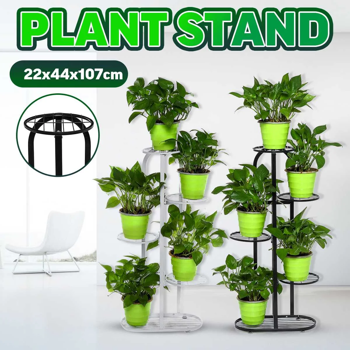 

5-Tiers Iron Art Tree Design Plant Stand Holder Flower Pot Rack Garden Shelf Stand Outdoor Indoor Black White