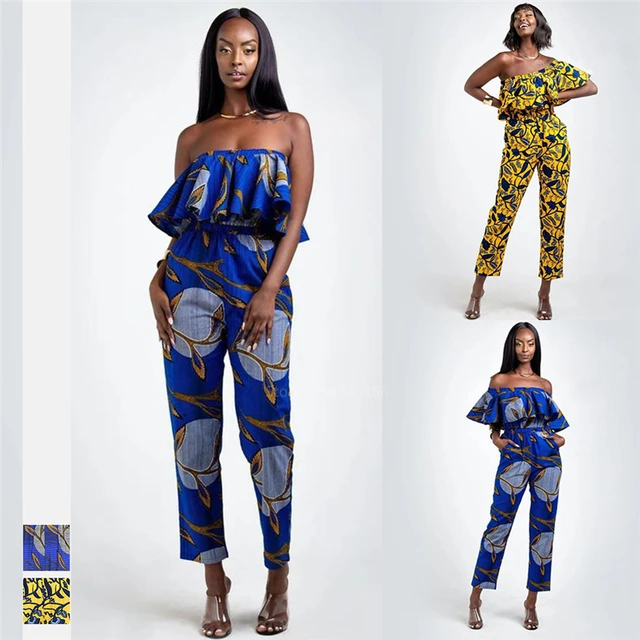 Ruffled Sexy African Dashiki Print Pants