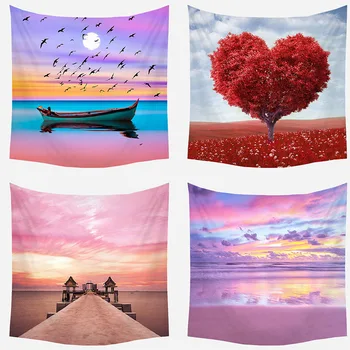 

Tapestry farmhouse decor Pink Beach Towel Wall Tapestries Polyester Yoga Mat Carpet on the wall Occident Decoration For Home