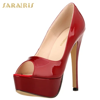 

Sarairis 2020 New Design Hot Sexy Thin High Heels Summer Sandals Woman Shoes Peep Toe Platform Slip-On Party Club Shoes Women