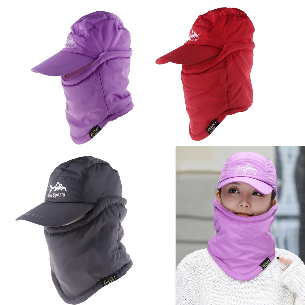 2-in-1Unisex Thermal Thick Fleece Winter Baseball Hat Scarf Set Warm Peaked Cap Neck Cover