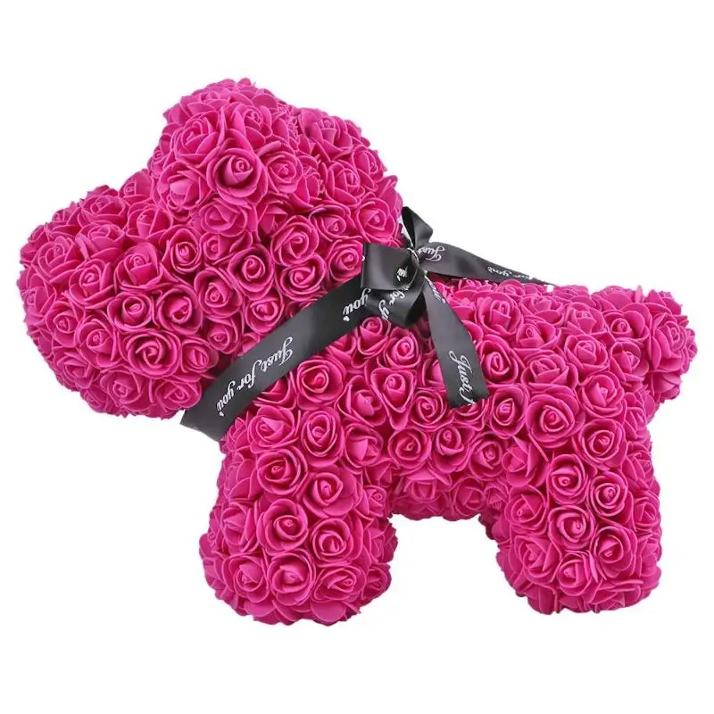 38cm Rose Red Вечные цветы розы медведи Защита окружающей среды EVA без запаха Мыло Цветы подарок на день рождения креативный медведь пена Декор - Цвет: 38cm Rose Red