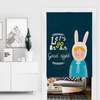 

Cartoon Animal Printed Cotto Linen Japanese Style Doorway Curtain Hanging Tapestry For Home Decoration