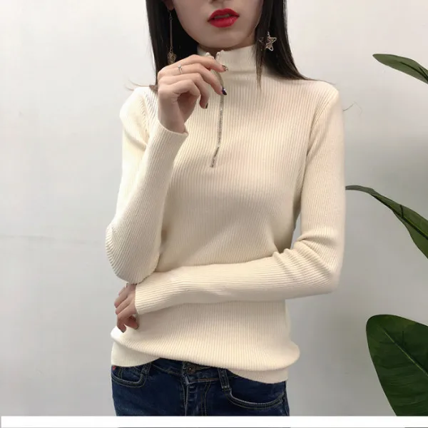 turtleneck zip up sweater women's