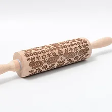 Печать Скалки лазерная гравировка бук дерево Рождество Скалки булавки кухня Выпечка печенье торт шаблон Скалки булавки