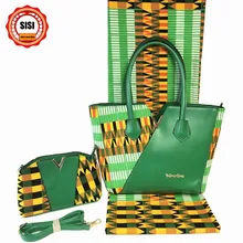 SISI Высококачественная женская сумка в комплекте, 6 ярдов хлопок Африка Анкара печать воск для шитья Вечерние