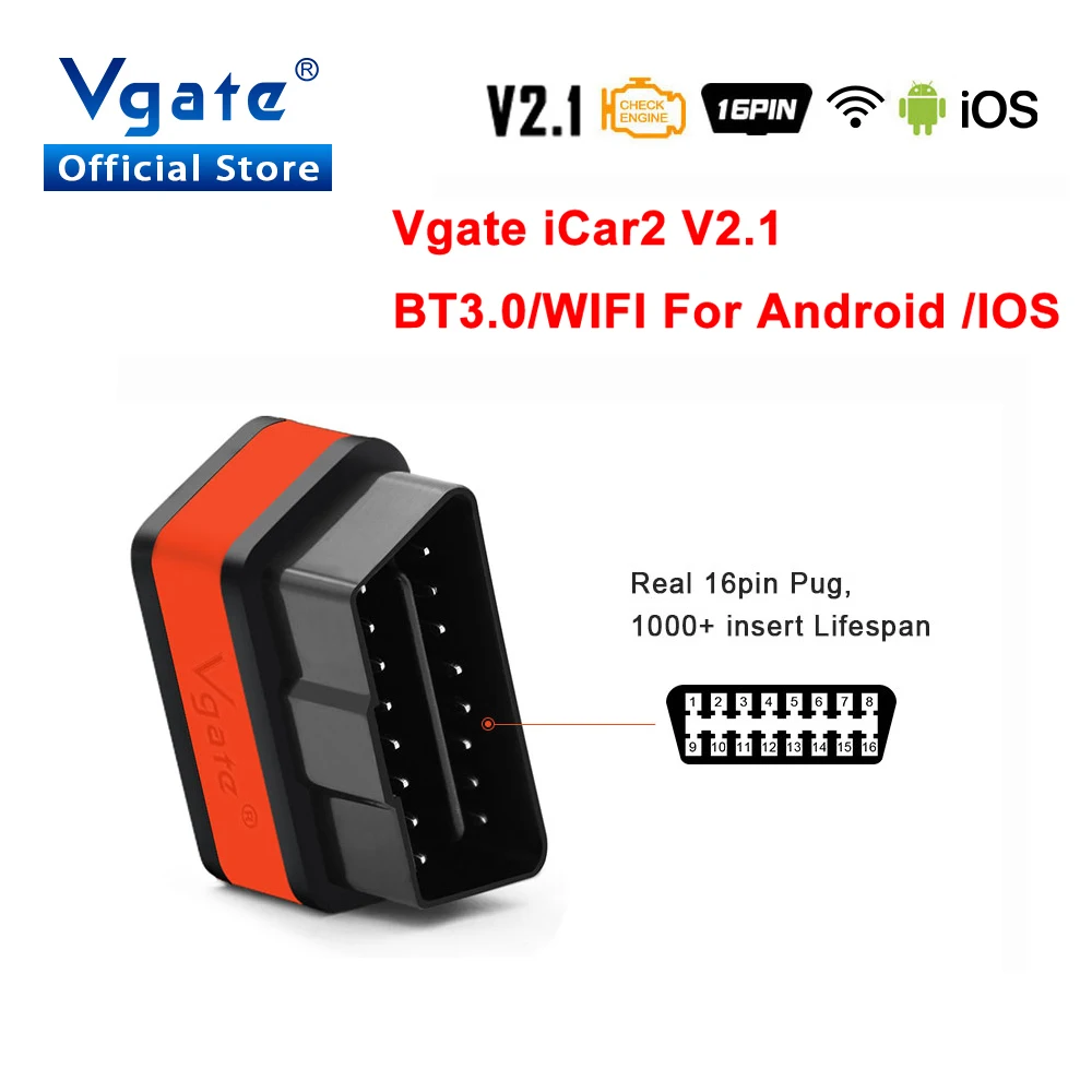 Vgate Icar2 Diagnosztikai Eszköz Elm327 Obd2 Wifi Szkenner Ios Iphone/Android/Pc Elm 327 V2.1 Obd2 Wifi Auto Diagnostic Tool Scan