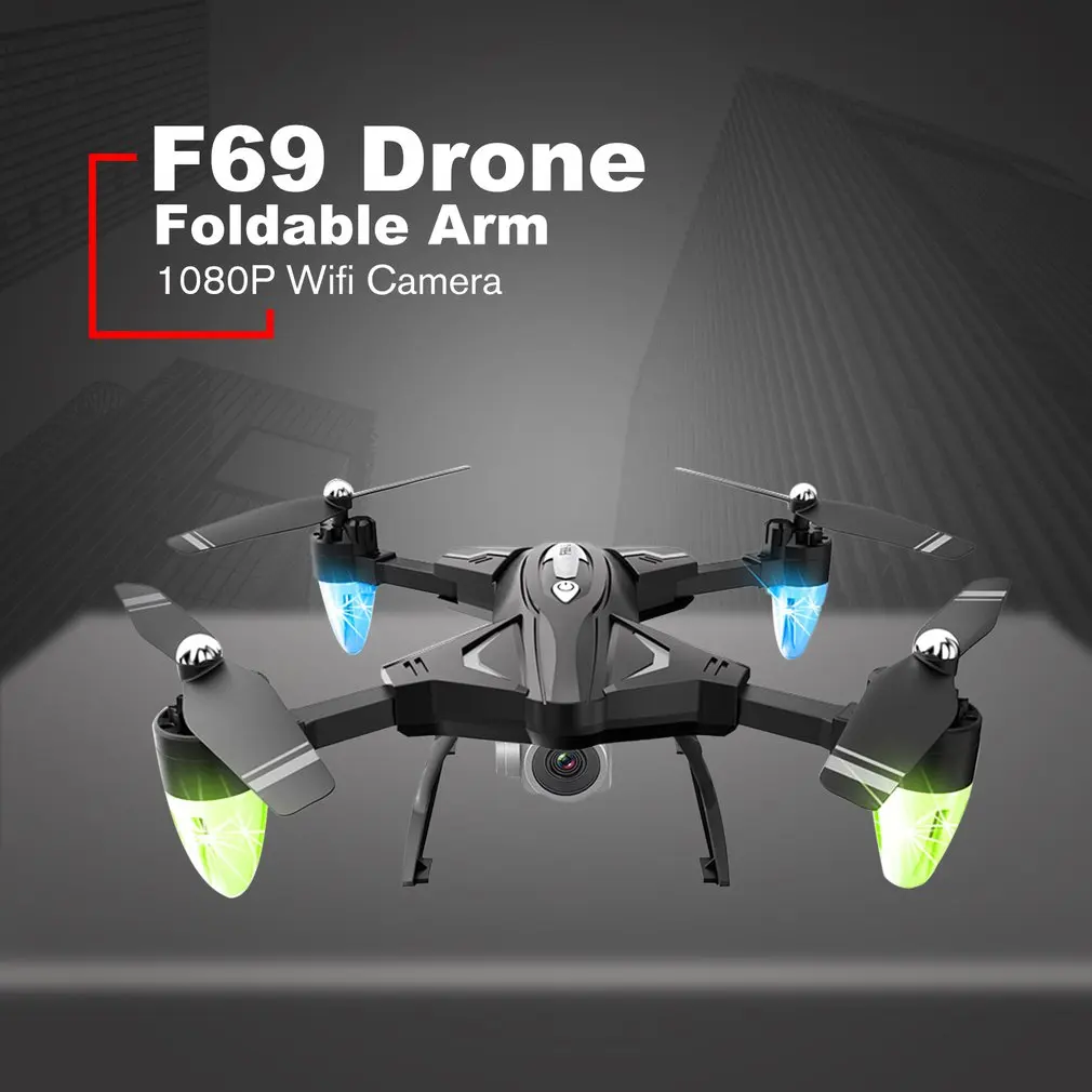 F69 складной Радиоуправляемый Дрон wifi FPV 1080 P/480 P широкоугольная HD камера с режимом удержания высоты Безголовый Радиоуправляемый вертолет модель с 2/3 батареей