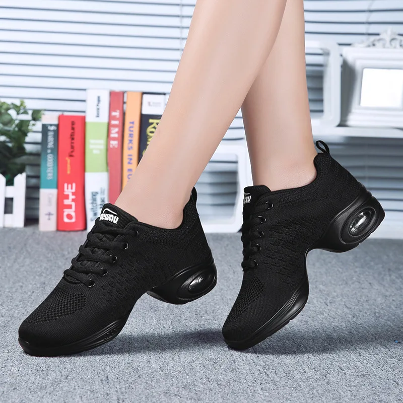 

2019 Spring And Autumn Square Dance Jump Dance Shoe Fly Netting Surface Women's Dance Shoe Fitness Gym Shoes Extra High Soft-Sol