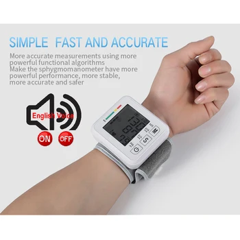 

Automatic wrist sphygmomanometer English voice broadcast sphygmomanometer OLED screen portable health sphygmomanometer