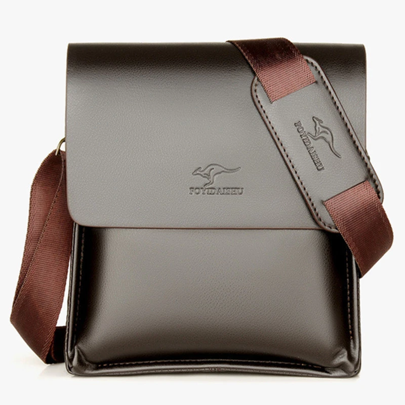 Men's Luxury Kangaroo Brand Leather Messenger Bag Business Man Handbag
