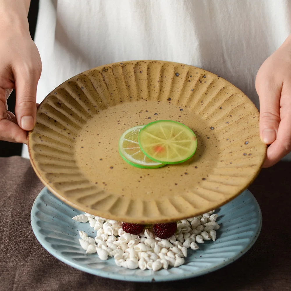 

Manual Coarse Tao Da Pan Household Ceramics Western-style Food Originality Dinner Plate Makaron Japanese Style Tableware Dish