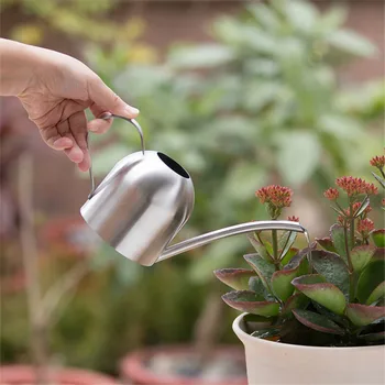 

Garden Plant Watering Can Ultra-Thin Modern Style Brushed Stainless Steel Watering Pot with Comfort Handle Long Spout Care Tools