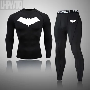 

Winter Thermal underwear Men's Clothing Brand Warm Grass-roots long shirt leggings Fitness MMA Compression Sports Long Johns