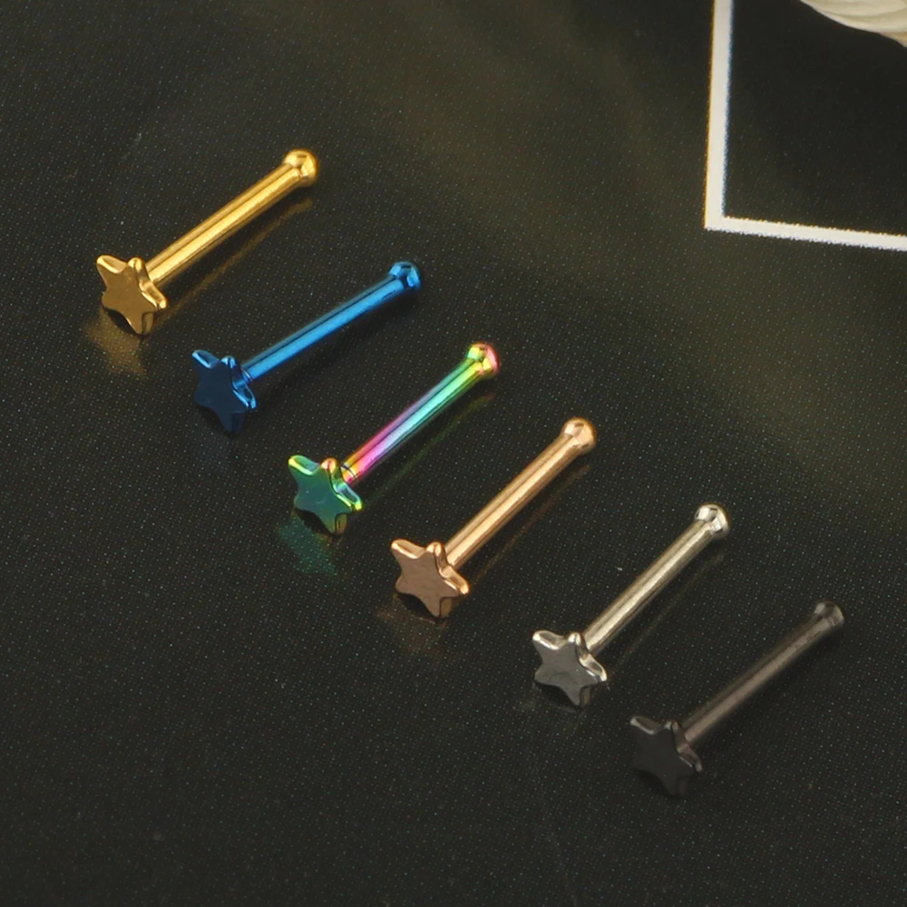 Surgical Steel Nose Pin Star Screws Studs  20G Body Piercing Set Jewelry  Nose Stud Retainer Star Labret Studs Set Piercings