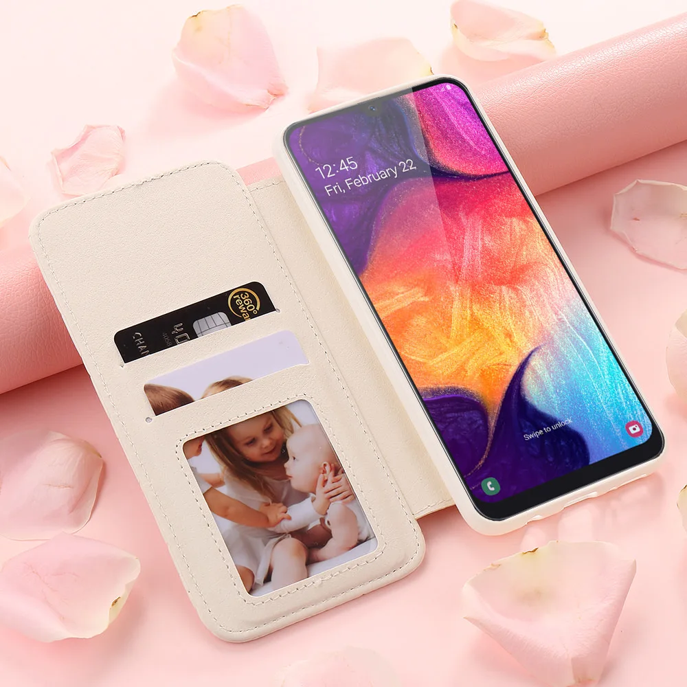 Роскошный чехол-бумажник чехол для телефона для samsung A70 A50 A30 A20 девушка кожаный чехол для Galaxy A8 A7 A6 A5 A3 J6 J4 Plus J3