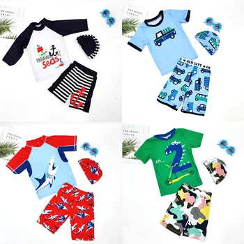 

Children Swimwear 3 Pieces Shark Dinosaur Print Swimming Suit for Boys UPF50 Kids Swimsuit Toddler Bathing Suit Boy Beach Wear