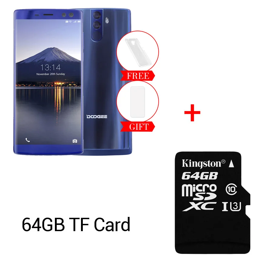 Blue N 64GB Card DOOGEE BL12000 Android 7,0 12000 мАч Быстрая зарядка 6,0 18:9 FHD+ Восьмиядерный процессор MTK6750T 4 Гб ОЗУ 32 Гб ПЗУ четырехъярусная камера 16 МП мобильный телефон - Цвет: Blue N 64GB Card