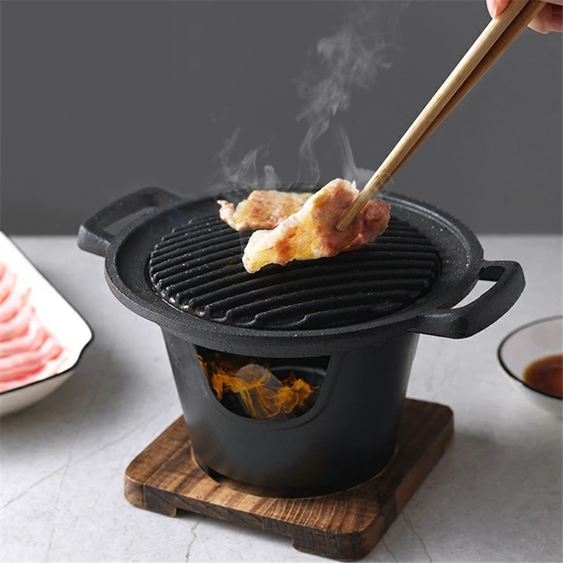 Mini BBQ Grill Japanese Alcohol Stove Home Smokeless Barbecue Grill Outdoor  BBQ Plate Roasting Meat Tools Kitchen Accessories - AliExpress
