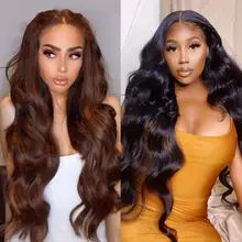 #4 Brown Wigs Body Wave Lace Front Wig 250 Density Lace Wig HD Lace Frontal Wig Human Hair Wigs For Women T Part Nature Color