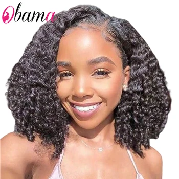 

Kinky Curly Bob Lace Front Wigs Curly Short Human Hair Wigs For Black Women Natural Color Malaysia Remy Full Lace Frontal Wigs