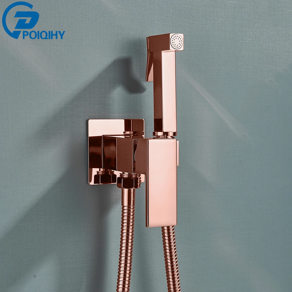 Rose Golden Bathroom Bidet Faucet Rose Gold High Pressure Bidet Sprayer High Quality Toilet Washer Bidet Wall Mounted Faucet Rose Golden Bathroom Bidet Faucet Rose Gold High Pressure Bidet Sprayer High Quality Toilet Washer Bidet Wall Mounted Faucet