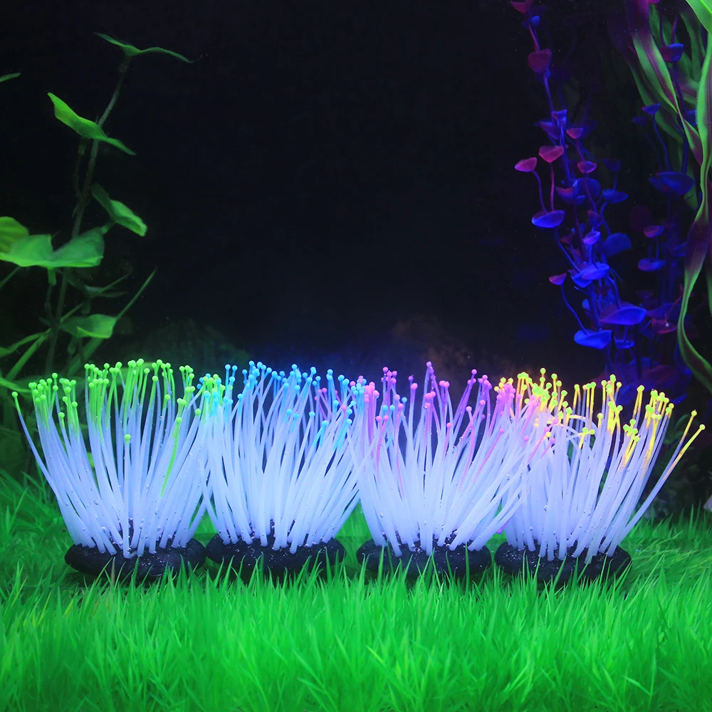 Моделирование светящийся морской анемон украшение аквариума аквариумное растение силиконовый морской анемон со светящимся эффектом