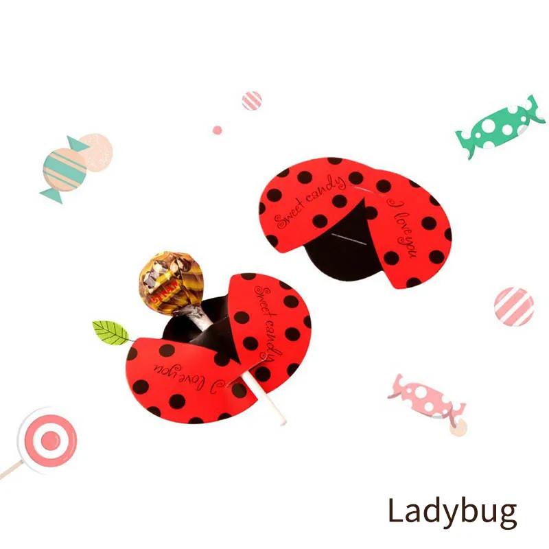 Ladybug 50 шт./упак. мультфильм животных леденец декоративная бумага Милая пчела игрушка «божья коровка» DIY ручной работы декоративные бумажные принадлежности для праздника - Цвет: Ladybug