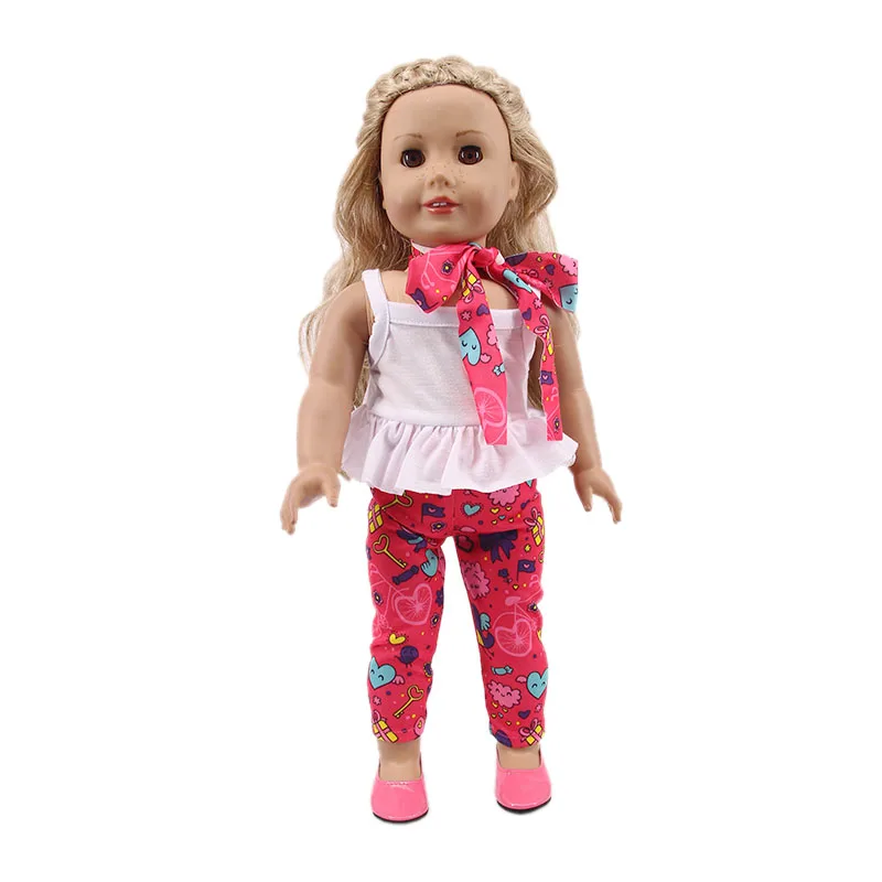 18 дюймов американская кукольная одежда комплект из 3 предметов шарф жилет брюки для 40 см детская кукольная одежда наше поколение подарок на день рождения - Цвет: n1327