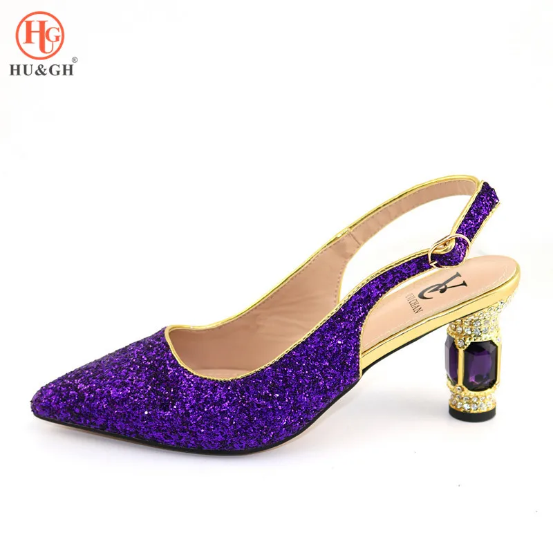 2020 New Arrival Purple Color African Women Sandals For Party Italian Lady Fashion High Heels Shoes Without Bag Set Quality | Обувь