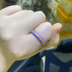 18K Gold Plated Multi - Color Rainbow Drip Ring - Resizable (PURPLE)