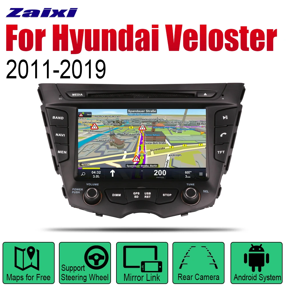 Автомобильный GPS навигатор на Android для Hyundai Veloster 2011 2019 радио стерео DVD Bluetooth Wi Fi 2DIN
