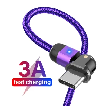 

Lovebay 180° Rotate LED 3A USB Type C Cable for Samsung S10 S9 Quick Charge 3.0 Mobile Phone Charge Wire USB C Cable for Xiaomi