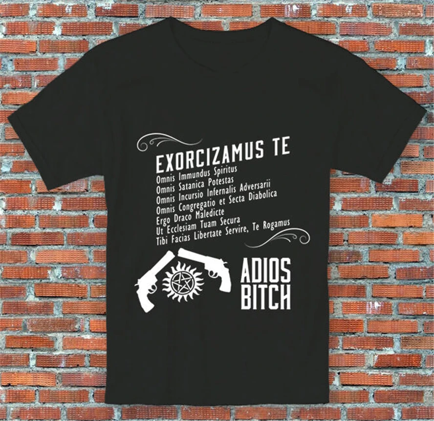 Exorcizamus Te Adios сука Сверхъестественное вдохновленная футболка s m l Xl 2Xl подарок