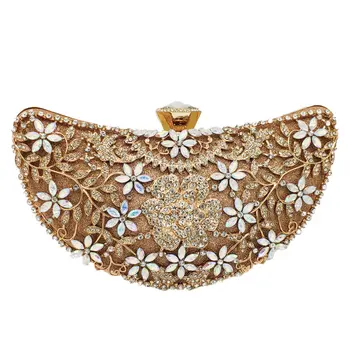 

22x12CM New Clutch Bag Evening Bag Moon Shape Diamond-studded Dinner Bag Banquet Bag a6647