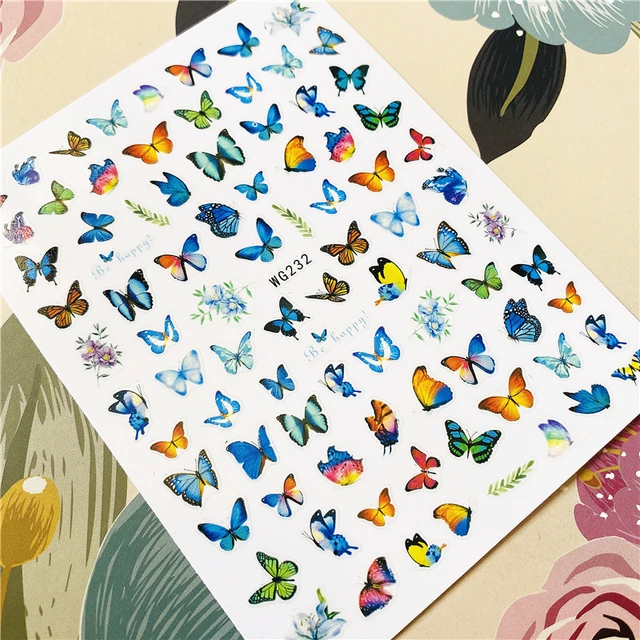 Z-D3702 Z-D3706 Colorful butterfly 3D Back glue Nail decal Nail sticker Nail decoration Nail art Nail ornament WG232