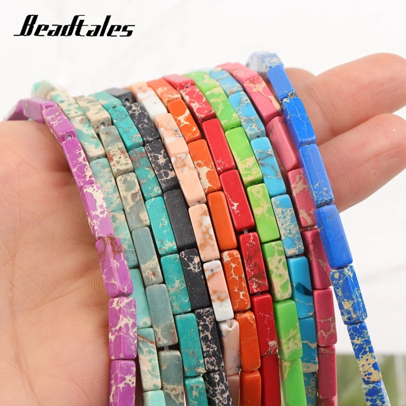 

29pcs Natural Stone Beads Multicolor Turquoise Square Tube Spacer Beads For Needlework Jewelry Making Bracelet DIY Accessories