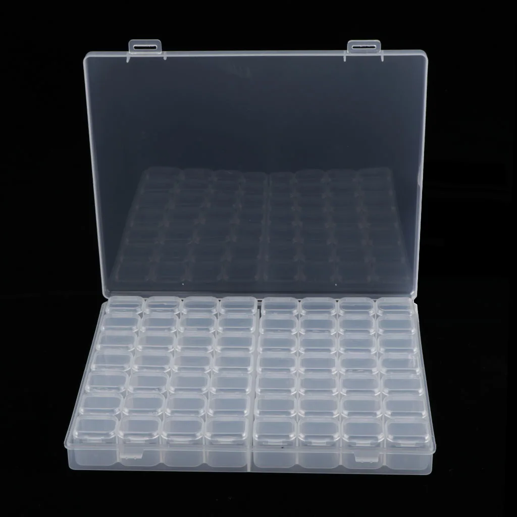 56 Grids Small Clear Plastic Beads Storage Containers Box with Hinged Lid for Storage of Small Items, Crafts, Jewelry, Hardware