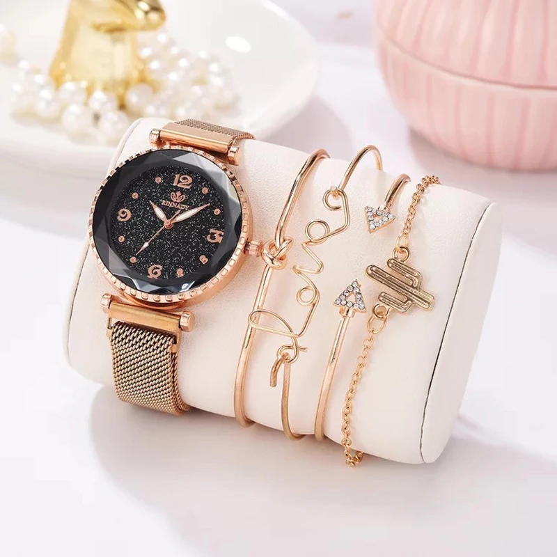 

Women Watches Starry Sky Magnet Watch Buckle Set Fashion Casual Female Wristwatch Simple Bracelets With Watch Box For Women Gift