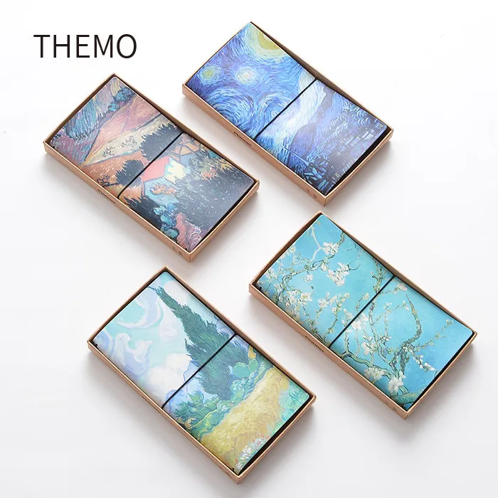 Stylish cute notebook Van Goah Painting PU Leather Cover Diary Book traveler's notebook 60 sheets well-structured notebooks belt Stylish cute notebook Van Goah Painting PU Leather Cover Diary Book traveler's notebook 60 sheets well-structured notebooks belt
