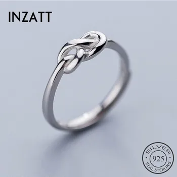 

INZATT Real 925 Sterling Silver Geometric Rope Kont Ring For Fashion Women Punk Fine Jewelry Minimalist Accessories 2019 Gift