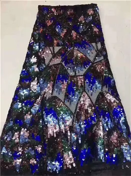

Hot sale party dress tulle cloth with sequins French net lace fabric for sexy dress PDN557(5yards/lot)
